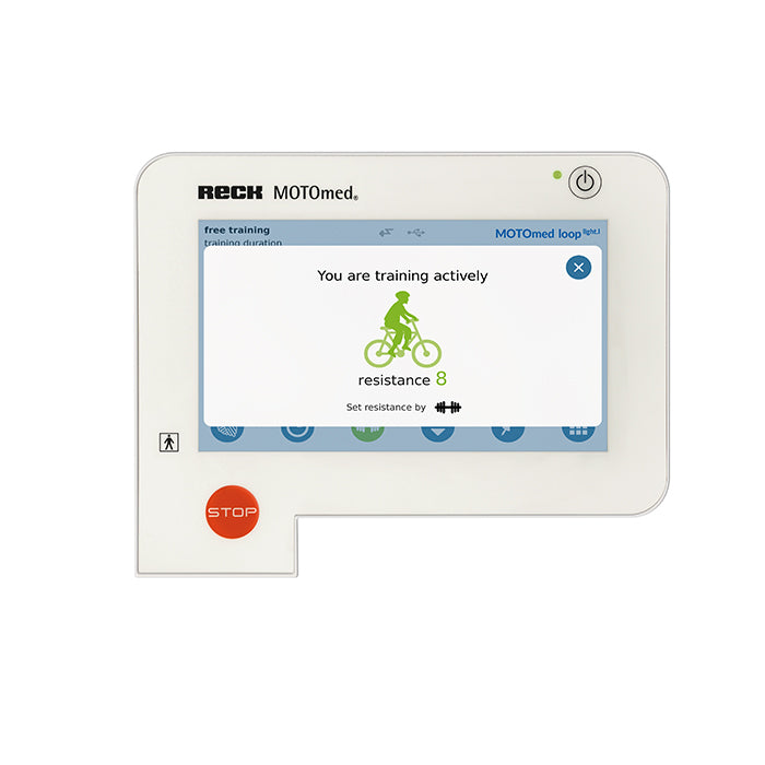 Bicicleta estática asistida por motor MOTOmed USA loop light.la, entrenador activo y pasivo