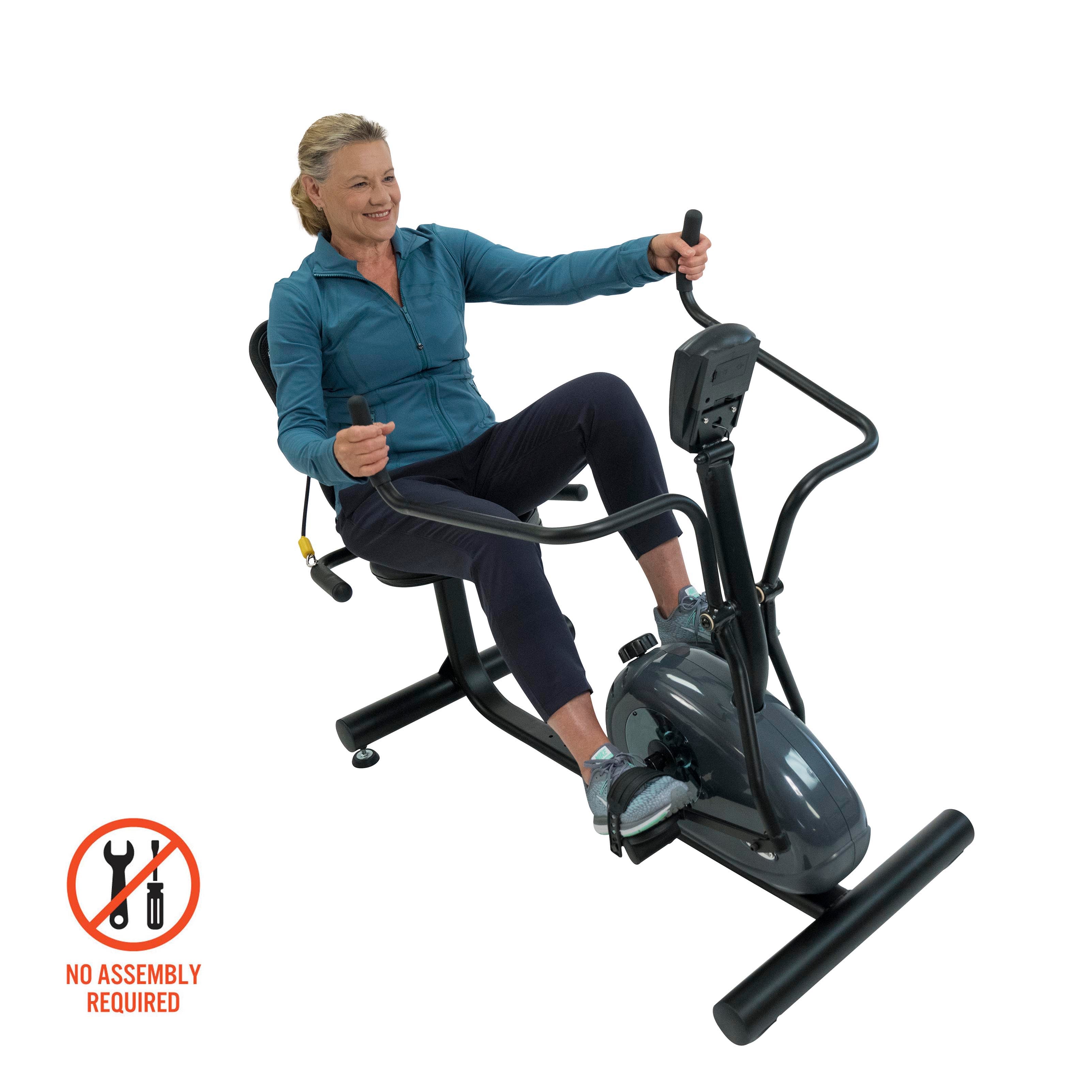PhysioTrainer CXT - Completamente ensamblada - Bicicleta elíptica reclinada para personas mayores
